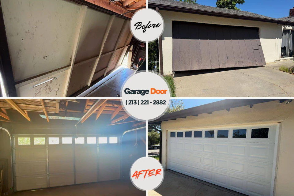 Before and after: garage door repair Newcastle, WA